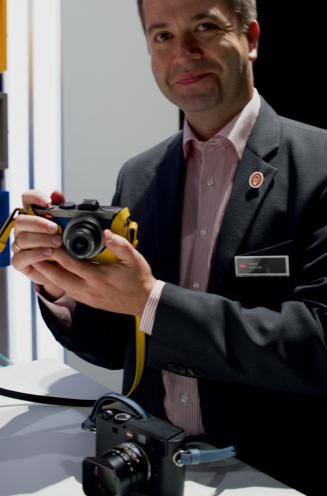 Here the Leica rep is holding an X with the Monochrome-M in front of him