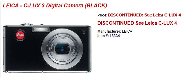 Another store lists the Leica C-Lux 3 as discontinued - Leica Rumors