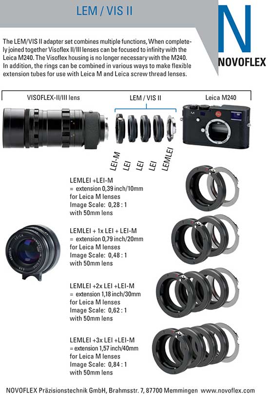New: Novoflex macro LEM/VIS II adapter set for Leica M type 240