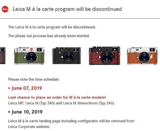 The Last Chance To Place An Order For Leica A La Carte Is June 7th 19 Leica Rumors