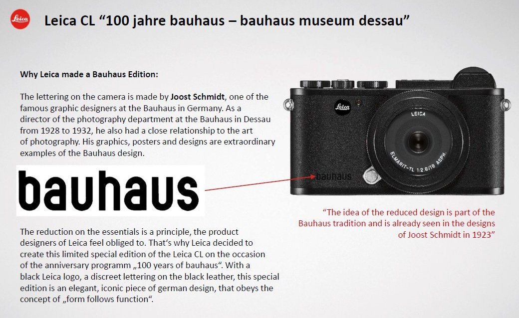 Regeneratief conversie Ritueel Leica CL "100 Jahre Bauhaus - Bauhaus Museum Dessau" limited edition camera  - Leica Rumors