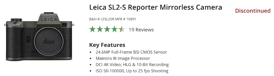 The Leica SL2-S Reporter edition is almost sold out - Leica Rumors