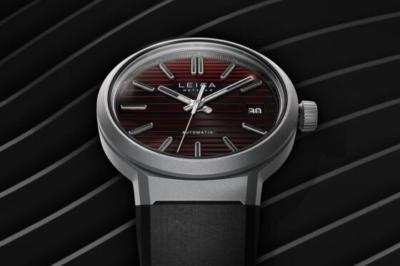 Leica ZM 11 Titanium Launch Edition with a black and red dial