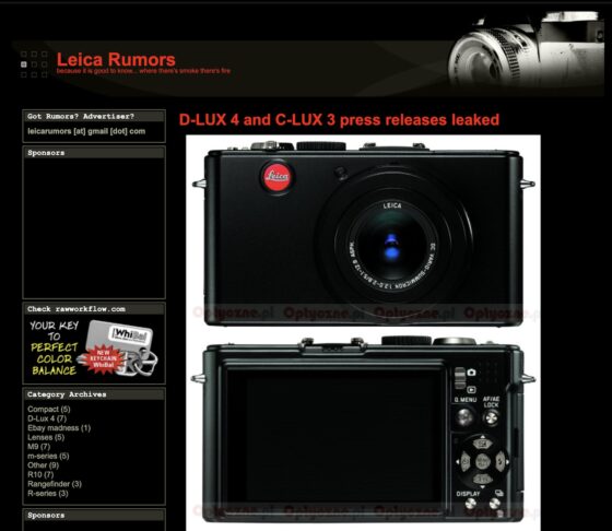 The first LeicaRumors website (2008)